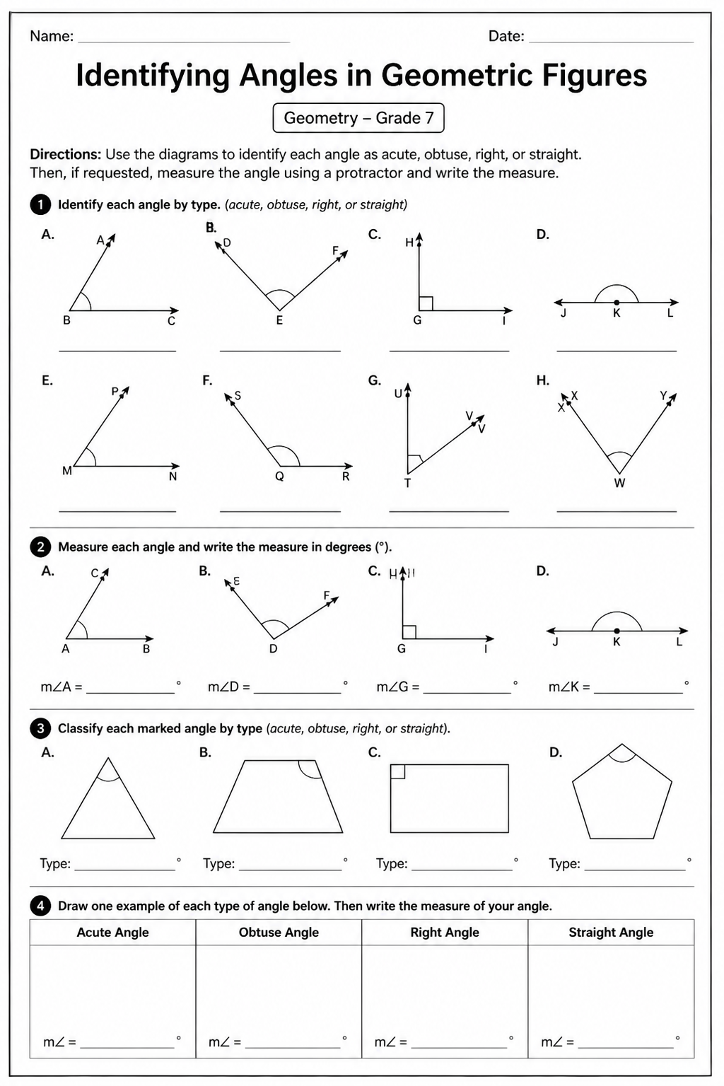 Identifying Angles in Geometric Figures