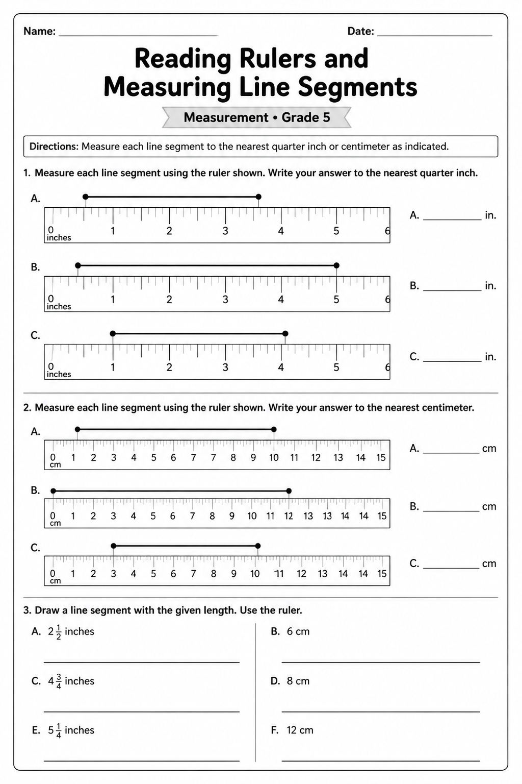 Reading Rulers and Measuring Line Segments