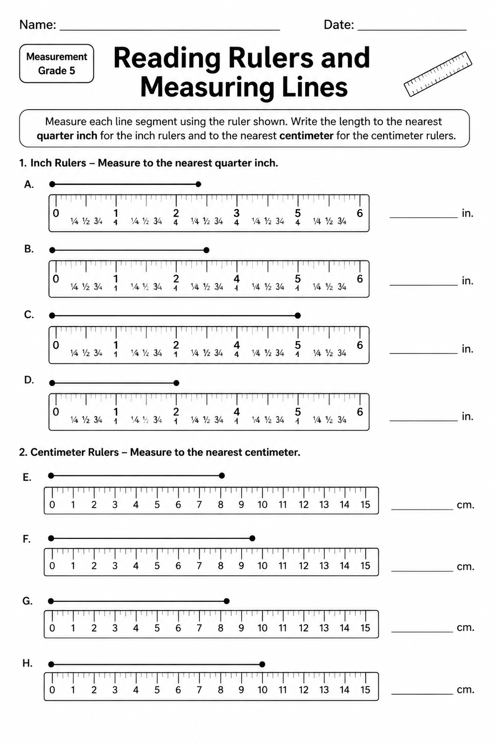 Reading Rulers and Measuring Lines