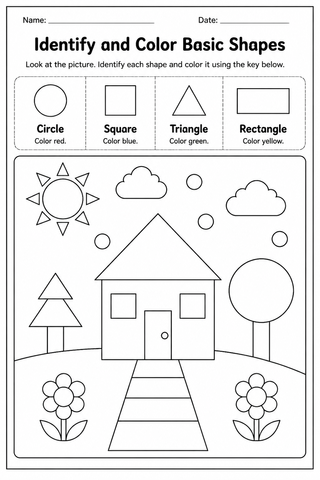Identify and Color Basic Shapes