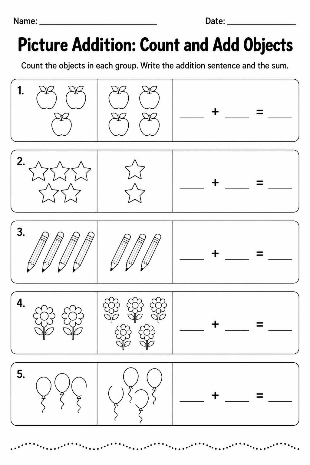Picture Addition: Count and Add Objects