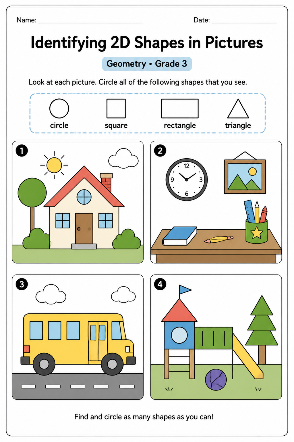 Identifying 2D Shapes in Pictures