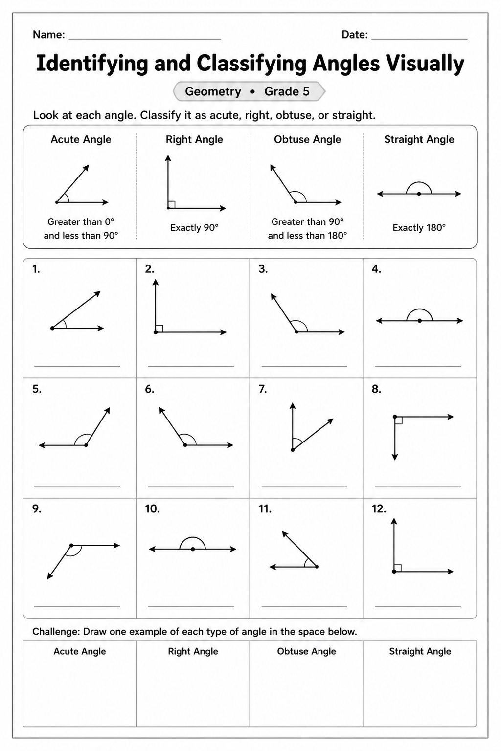 Identifying and Classifying Angles Visually