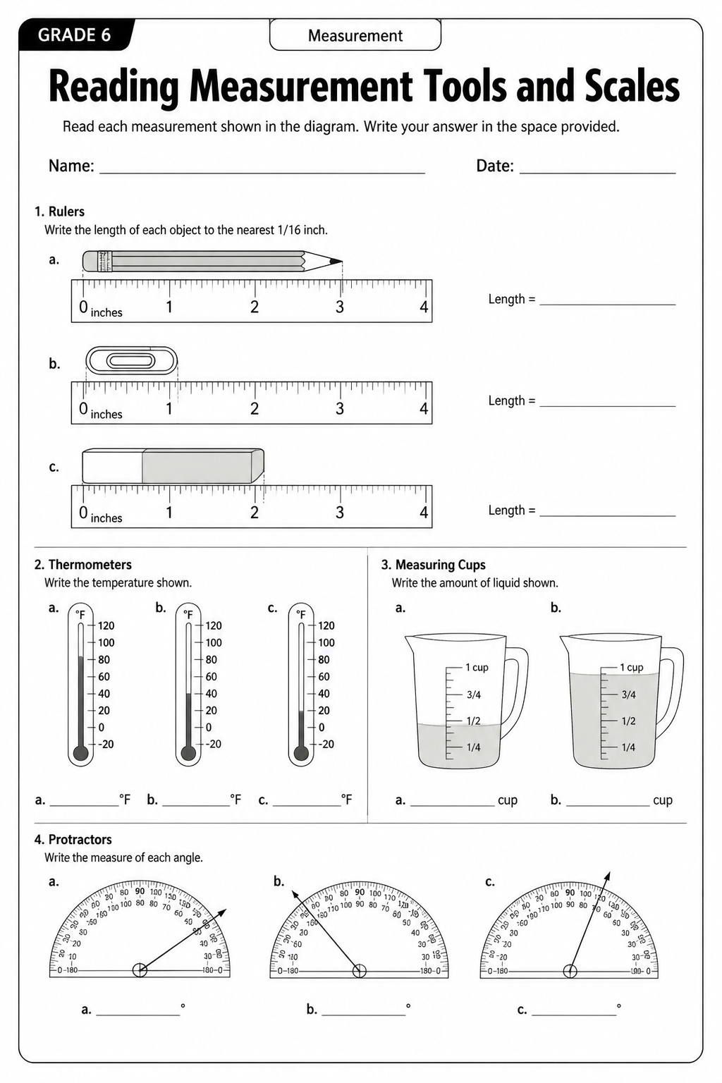 Reading Measurement Tools and Scales