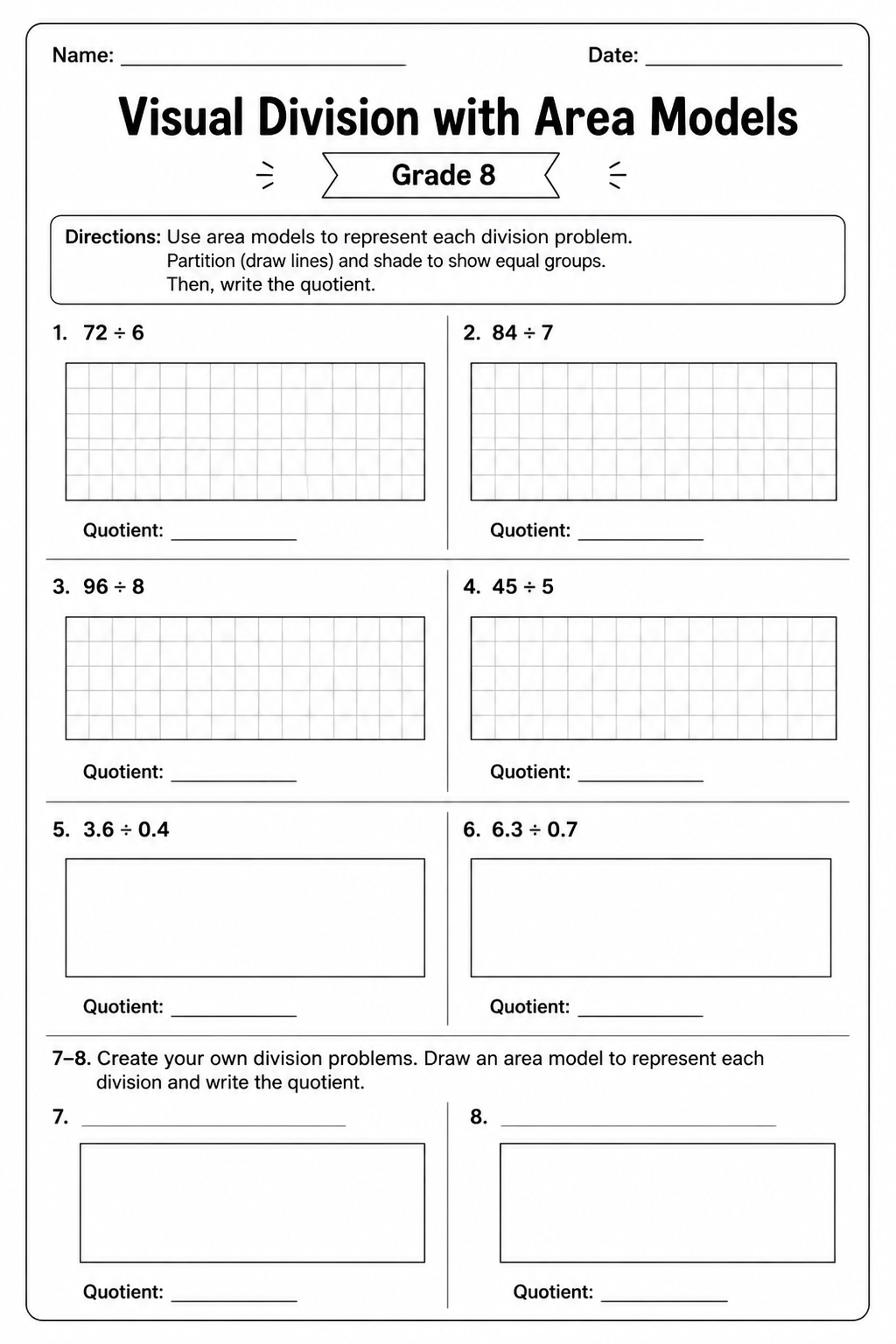 Visual Division with Area Models