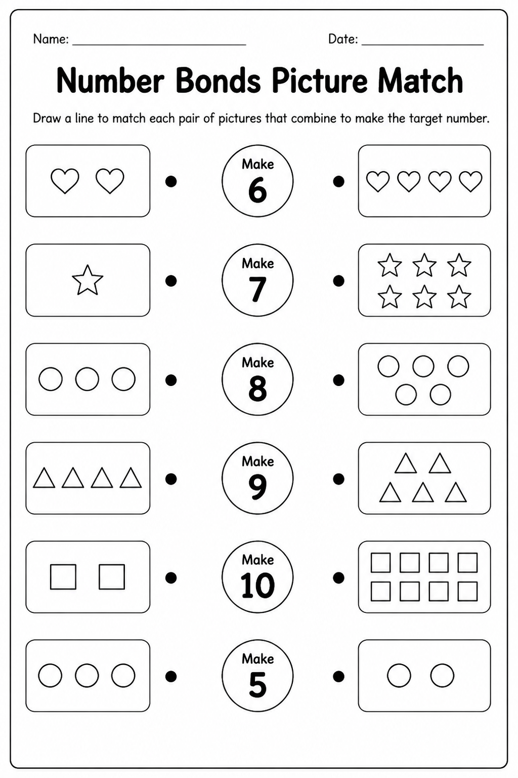 Number Bonds Picture Match