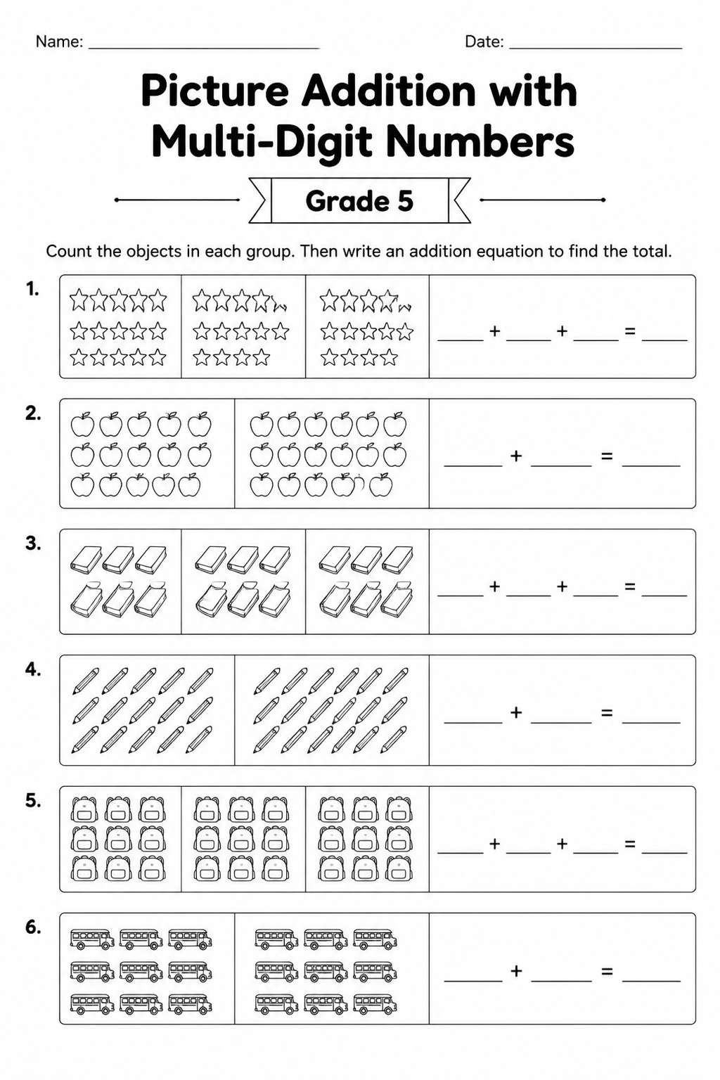 Picture Addition with Multi-Digit Numbers