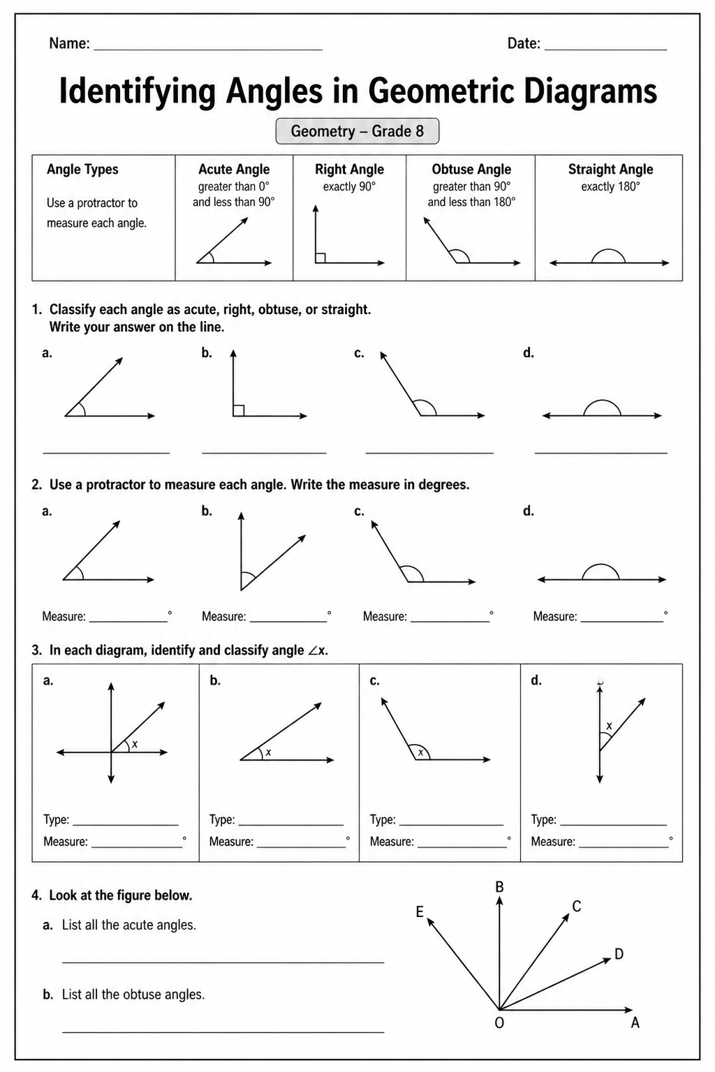 Identifying Angles in Geometric Diagrams