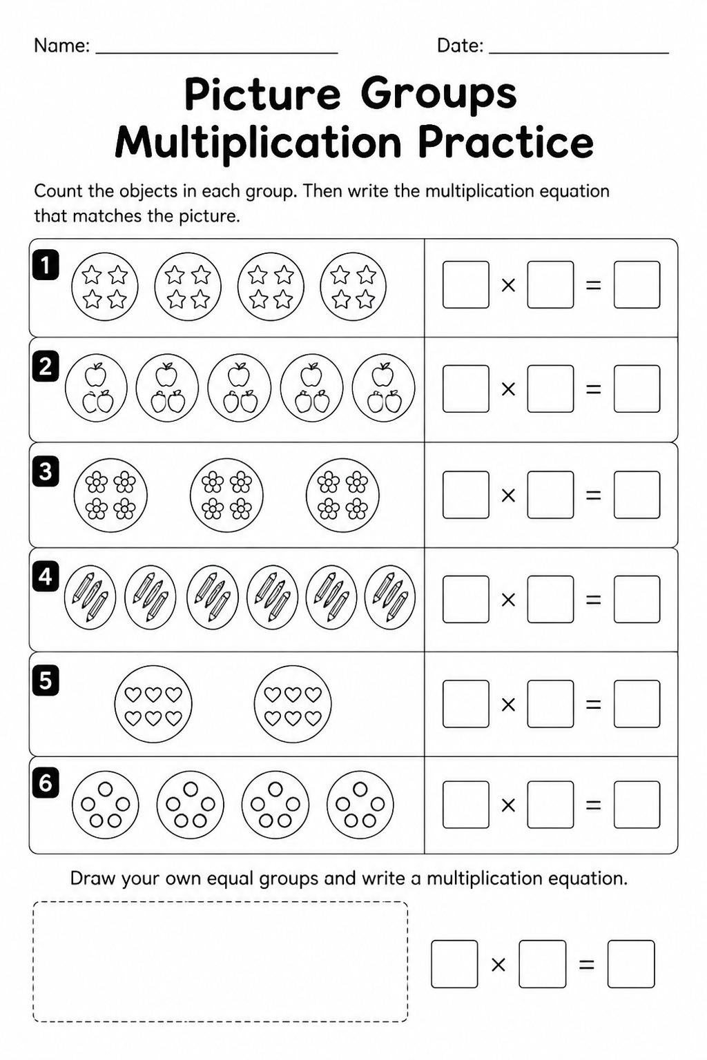 Picture Groups Multiplication Practice