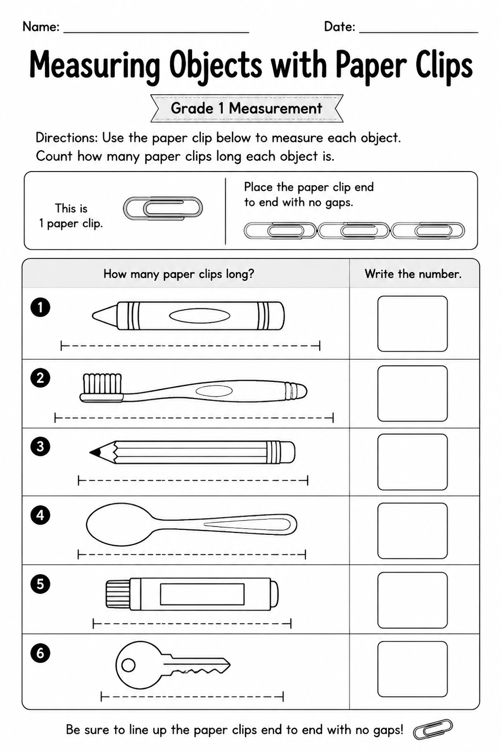 Measuring Objects with Paper Clips